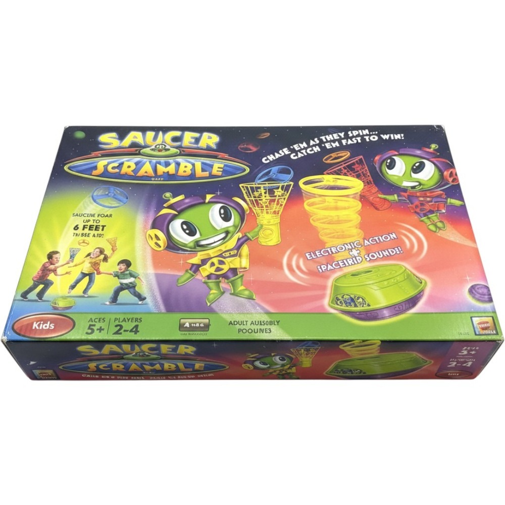 Vintage-2008 Mattel Saucer Scramble Game Electronic Alien Spaceship Flying Disc